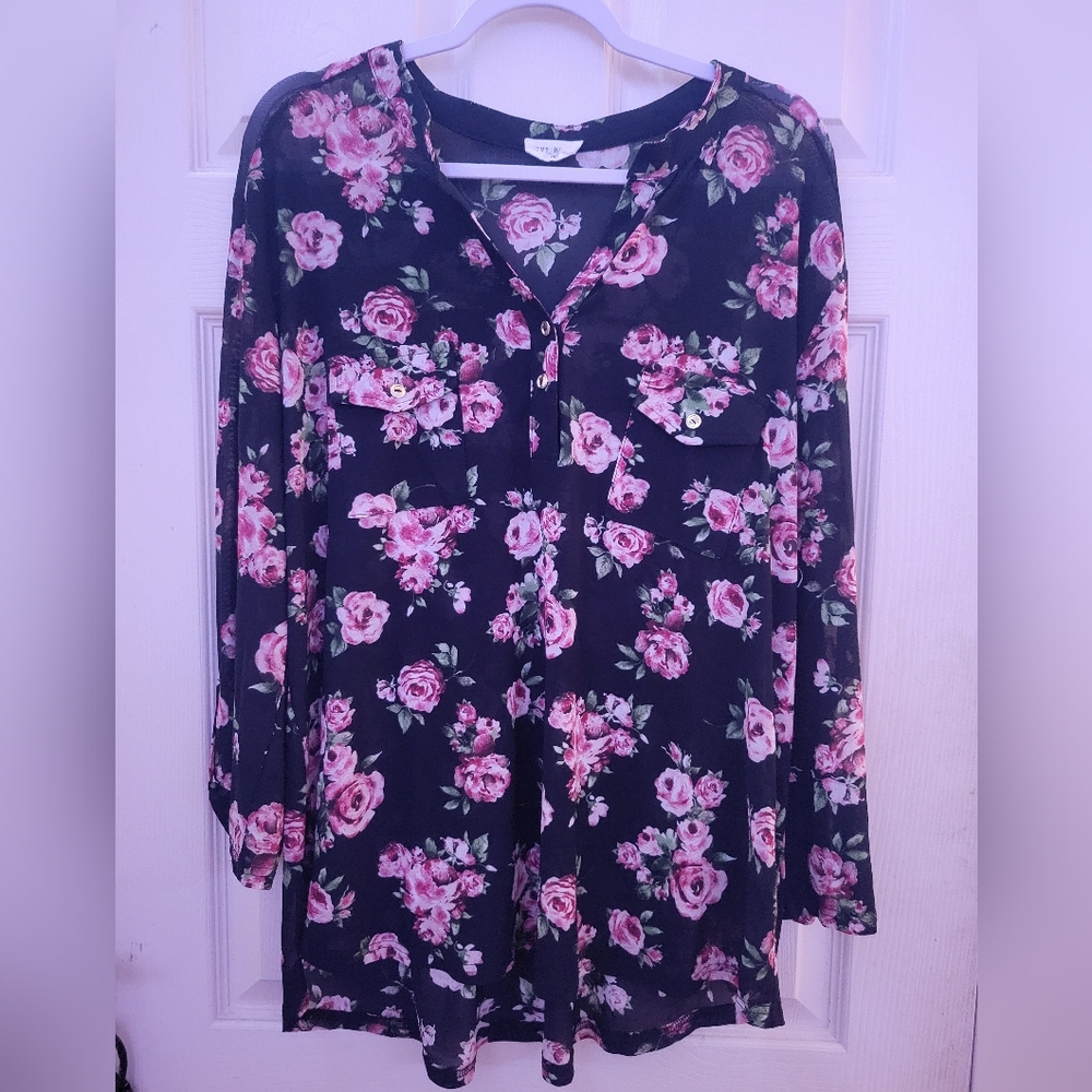 Ivy Rose Floral Sheer/Mesh Top